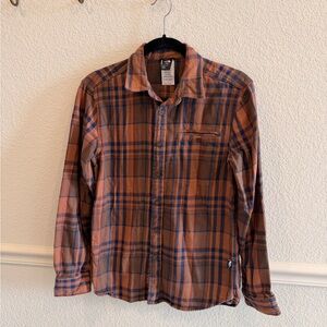 The North Face Men's Casual Plaid Shirt - Brown and Blue